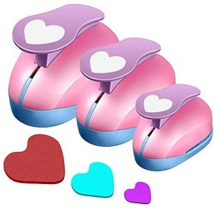 Chenquansarl-Perforatrice De Papier Creative, Coeur Poinçon Fait Main Trou Fantaisie Pour Projets Diy, Scrapbooking Création De Cartes (Forme De Coeur) -Lot De 3 Taille 9mm 15mm 23mm -Couleur Aléatoi - Neuf