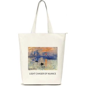 TIANYI-Sac Tote Bag Ecologique Grand, Sacs de Courses pour Femme, Sac Cabas Toile en Coton, Sac en Tissu avec Fermeture Eclair et Poche Int&eacute;rieure, pour Utilisation en Travail, Shopping, Ecole, etc - Neuf