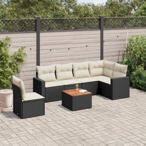 Prolenta Premium - Salon De Jardin 7 Pcs Avec Coussins Noir R&eacute;sine Tress&eacute;e - Neuf