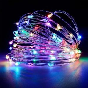 Kal-Guirlande Lumineuse, 100 Led Guirlande Led 8 Modes, Dimmable, Lumière Etoilée En Fil De Cuivre Pour Interieur, Décoration, Noël, Oirée, Mariage, Fête (Coloré 10m) - Neuf