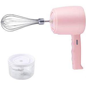 Mini Fouet Électrique 2 En 1, Avec Hachoir À Ail, Batteur À ?Ufs Portatif Amovible Et Rechargeable Par Usb, Idéal Pour La Préparation De Gâteaux En Cuisine (Rose) - Neuf