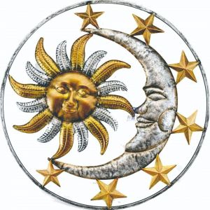Décoration murale en métal créative, statue soleil, lune et étoile à suspendre - Neuf