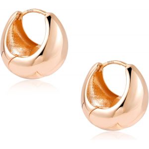 Kal-Boucles D'oreilles Créoles En Argent 925, Créoles Épais Petit Grand, Boucles D'oreilles Huggie, Chunky, Hypoallergénique, Plaqué Or 14 Carats, Pour Femme - Neuf