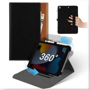 Coque Pour Ipad 9e G&eacute;n 2021/8&egrave;me G&eacute;n 2020/7&egrave;me G&eacute;n&eacute;ration 2019 10.2 Pouces, Housse Cuir Support Rotative 360&deg;Et Amovible Avec Porte-Crayon&poche, Flip Etui Veille/R&eacute;veil Automatique Noir Brun - Neuf
