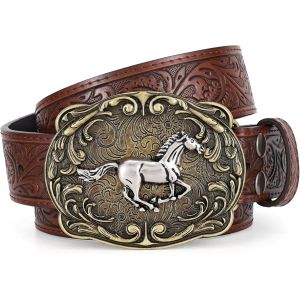 Cauc-Ceinture De Cowboy Pour Homme Et Femme - Motif Floral - Boucle En Cuir - Pour Jeans Et Tenue De Cowgirl - Neuf