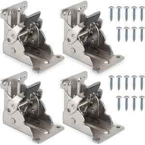 Pied de Table Pliable Charnière 90° - Lot de 4 Charnières Autobloquantes 69x63x54mm, Ferrures de Table Pliable à Verrouillage, Capacité de Charge 80kg - Neuf