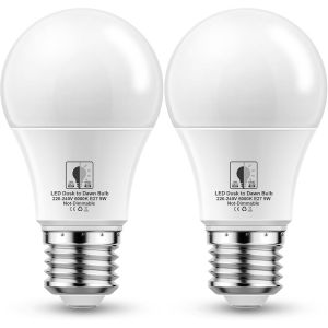 Ampoule Led Crepusculaire E27, 9w Led Lampe À Capteur Crépusculaire, Équivalent À 60w, Blanc Froid 6000k, Pour Porche, Jardin, Terrasse, Non Dimmable, Lot De 2 - Neuf