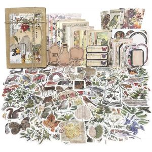 260pcs Autocollants Scrapbooking Vintage Papier De Scrapbooking D&eacute;coratif Fournitures De Scrapbooking Plante Fleurs Feuilles Autocollants R&eacute;tro Washi Sticker Pour Journal Cahier Artisanat Album Photo - Neuf