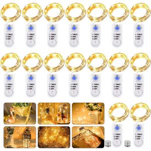 Jgd-Guirlande Lumineuse Led &Agrave; Piles, 2 M, 20 Led, Avec Micro Piles, Fil De Cuivre, Blanc Chaud, &Eacute;clairage De No&euml;l Pour Chambre, Int&eacute;rieur, No&euml;l, Ext&eacute;rieur, F&ecirc;te, Mariage, Bricolage (16, Blanc Chaud) - Neuf