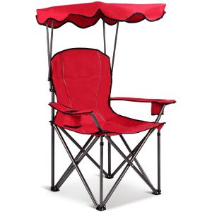 Chaise De Camping Pliable Avec Auvent 96,5 X 67,5 X 130 Cm Design L&eacute;ger Et Confortable En Pvc Rouge Helloshop26 20_0020511 - Neuf