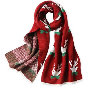 Hiver Écharpe Femme Echarpe De Noël Tricoté Réversibles Renne Flocon De Neige Longue Chaud Pashmina Châle Etoles Épaisse.[G886] - Neuf