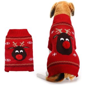 (Rouge Xs) Overs Pour Chiens, Pull D'hiver Pour Chien Pull Motif De Noël Manteau Tricoté Pour L¿Hiver Vêtement Pour Animal De Compagnie Pull Tendance Cadeau Pour Chien - Neuf