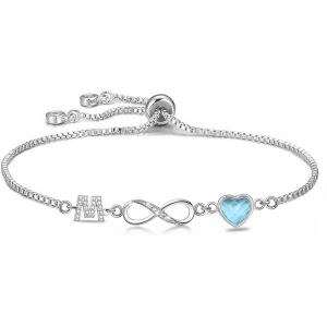 Kalsw-Bracelet Femme Argent 925 Infini Initiales,Bracelet D'amour Femme Réglable Lettres A-Z,Bijoux Femme Cadeaux Noël Femme Anniversaire Fête Des Mères Cadeau Maman - Neuf