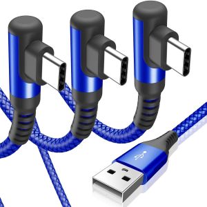 C&acirc;ble Usb C Coud&eacute; 90 Degr&eacute;s [1m+2m+3m Lot De 3] 3.1a Charge Rapide C&acirc;ble Chargeur Usb C Nylon Tress&eacute; Compatible Avec iPhone 16 15 Pro Max,Samsung Galaxy S24 S23 S22 S21 S20 S10 Note 20 A02s - Neuf