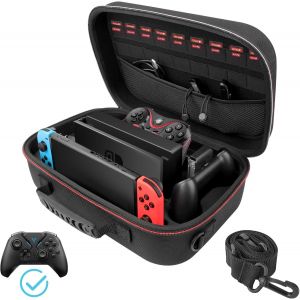 &Eacute;tui Rigide pour Nintendo Switch & Switch OLED,Sac de Voyage Portable de Protection Rigide,Doublure Douce,&eacute;tui de Transport pour 18 Jeux pour Console Switch Pro,Manette et Accessoires - Neuf