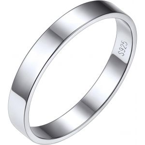 Tianyi-Bague Argent 925 Anneau Simple Bague De Fiançailles Pour Homme Femme Couple Anneau De Base Bijoux Prénom Personnalisé 3mm/5mm Blanc Taille 47-67 - Neuf