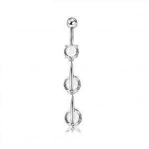 Piercing De Nombril En Zircon, Pendentif Long Et Tendance (Argent) - Neuf