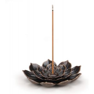 Lot de 2 porte-encens en forme de lotus, en laiton, avec récupérateur de cendres - Neuf
