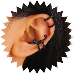 Kal-Boucles D'oreilles À Clip Pour Chatons Boucles D'oreilles Enveloppantes En Cristal Avec Chatons Boucles D'oreilles Non Perçantes Pour Les Femmes Qui Aiment Les Animaux De Compagnie - Neuf