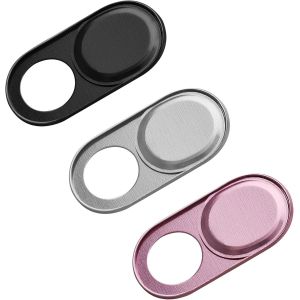 3X Cache De Webcam Compatible Avec Camera Cover - Protection Cam&eacute;ra Appareil Photo Coulissant Pour Tablette Ordinateur - Noir-Argent&eacute;-Or Rose - Neuf
