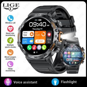 Lige 2024 Montre Intelligente Hommes 360*360 Amoled Hd &Eacute;cran &Eacute;tanche Sport Fitness Montres Lampe De Poche Nouveaux Hommes Smartwatch Pour Andrio Ios.Black Silicone.Smart Health Watch - Neuf
