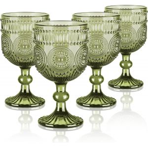 Lot De 4 Verres &Agrave; Vin Vintage En Relief 350 Ml - Neuf