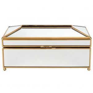 HJLIAN Decoration de bureau a domicile, porte-papier en verre, boite a mouchoirs, etui de rangement, miroir dore, grand format - Neuf