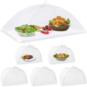 Pièces Housse alimentaire pliable anti-mouches, filet pliable, tente parapluie, protection anti-insectes et anti-moustiques pour barbecue, pique-nique (blanc) - Neuf