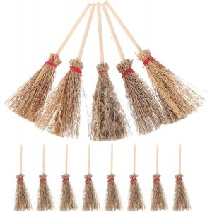 Lot de 12 mini balais d&eacute;coratifs d'Halloween-Balai en corde rouge-Accessoire de sorci&egrave;re-D&eacute;coration suspendue-Caf&eacute;-Grande taille - Neuf