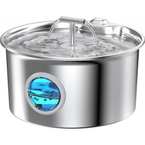 Subzonal-Fontaine A Eau Chat Inox: Fontaine À Eau Pour Chats - 2.6l Fontaine A Eau - Fontaine Eau Chat Silencieux - Convient Aux Chats, Chiens Et Autres Animaux De Compagnie - Neuf