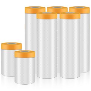 7 Rouleaux Ruban de Masquage de Peinture(55+150+240 cm),B&acirc;che De Protection En Plastique,Bache de Protection Peinture Transparente pour Travaux de R&eacute;novation,D&eacute;coration et Bricolage - Neuf
