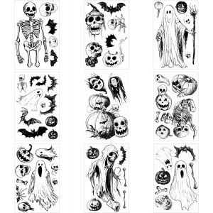 CAUC-Halloween Autocollant De Fen&ecirc;tre,Horreur Halloween Stickers Fen&ecirc;tre,20x30cm 9 Feuilles,Convient Pour Les F&ecirc;tes D'halloween Et Les &Eacute;v&eacute;nements Horrifiques, Peut &Ecirc;tre Coll&eacute; Sur Les Fen&ecirc;tres Et Les - Neuf