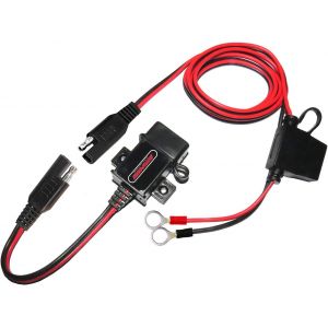 JGD-3.1Amp Moto USB Chargeur Adaptateur SAE vers USB avec c&acirc;ble de Terminal &agrave; Anneau pour Le Chargement d'un t&eacute;l&eacute;phone Portable, d'un GPS ou d'un Appareil Photo de Sport sur Le Trajet - Neuf