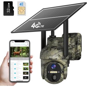 JEXNOVASHOP-4G Cam&eacute;ra de Chasse Solaire Ext&eacute;rieure avec Carte SIM Pr&eacute;install&eacute;, Cam&eacute;ra Surveillance sur Batterie avec D&eacute;tection de Mouvement, 2K Vision Nocturne, 360&deg; Rotation, Audio Bidirectionnel, E - Neuf