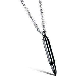 Trahoo-Bijoux Cartouche De Fusil Pendentif Chaîne En Acier Inoxydable Bullet Memorial Hommes Femmes Collier - Neuf