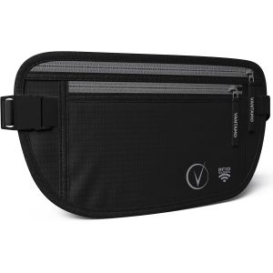 CAUC-Sac Banane Femme Ultra Fin avec Protection RFID, Antivol Banane Homme avec Sangle Réglable, Ceinture Course à Pied Légère pour Voyage et Sport, Pochette Secrète pour Telephone et Passeport - Neuf