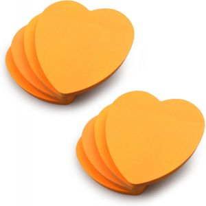 Evergreen Goods Lot De 8 Blocs De Notes Adh&eacute;sives Amovibles En Forme De Coeur Orange Fluo 7,6x7,6 Cm-Pour Bureau,&Eacute;cole,Maison,Saint-Valentin - Neuf