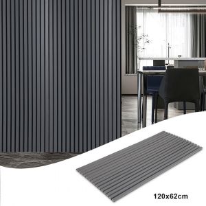 Panneau tasseau MDF Rev&ecirc;tement mural naturel Panneau mural acoustique moderne en placage bois et feutre 2x 120x60x2.1cm Gris - Neuf