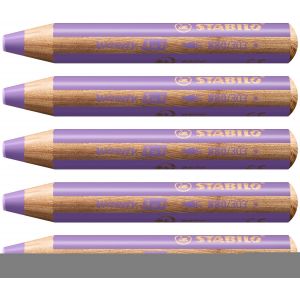 Kalanka-Woody 3in1 - Crayon De Couleur - Lot X 5 Crayons De Coloriage - Lilas Pastel - Neuf