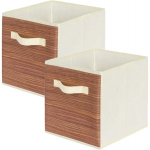 Tianyi-Boîtes De Rangement Pour Placards Et Jouets, Boîtes De Rangement En Tissu Pliables Et Tiroirs De Rangement En Tissu, Lot De 2 (Grain De Bois Clair) - Neuf