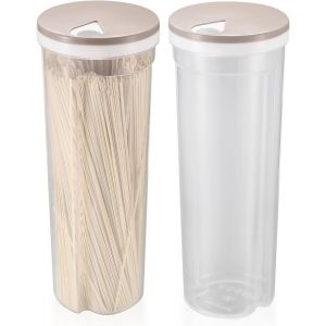 Jexnovashop-2 Pi&egrave;ces Bo&icirc;te De Rangement Pour Spaghetti, Conteneurs De Stockage De Nouilles Avec Couvercle Pivotant, R&eacute;cipients En Plastique Pour P&acirc;tes, C&eacute;r&eacute;ales, Collations, Spaghetti Noodle - Neuf