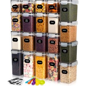 Tianyi-Boite De Rangement Cuisine, Lot De 20 Boite Hermetique Alimentaire Avec Couvercle,Boite Alimentaire Plastique Cuisine Pour C&eacute;r&eacute;ales,P&acirc;tes,Farine,Sucre Etc - Neuf