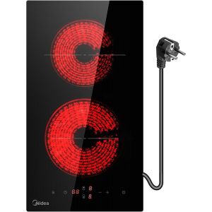 CHECARZHN--NO1-Plaque De Cuisson Vitrocéramique Avec 2 Zones De Cuisson, Plaque De Cuisson Encastrable En Céramique Avec Pr , Câblage, Contrôle Tactile, Arrêt Automatique, Sécurité Enfant - Neuf