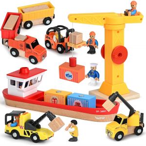 YOUY-Jeux De Construction Engins De Chantier Jouet Avec Grue Jouets Camion-Benne Jeux Educatif Cadeau Enfant 3 4 5 Ans - Neuf