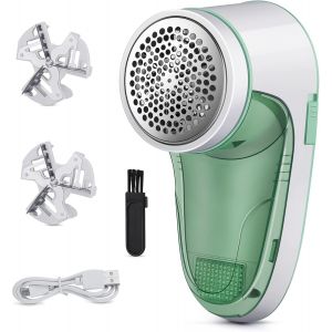 JGD-Rasoir Anti Bouloche,Anti Bouloche Vetement de USB Rechargeable Portable,Machine a Bouloche pour Chandails/V&ecirc;tements/Rideaux/Tapis,2* Lame de Rechange-Vert - Neuf