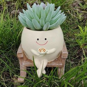 ERYI-Pot De Fleurs Avec Visage Smiley - Jolis Pots De Fleurs Pour Int&eacute;rieur Et Ext&eacute;rieur - Pot De Fleurs Unique Pour Plantes Succulentes Avec Trou De Drainage - Id&eacute;e Cadeau Parfaite Pour Les - Neuf