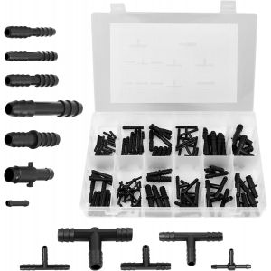 NouvelHorizonstore-Lot de 113 Pi&egrave;ces 12 Tailles Raccords de Tuyau, Ensemble de Connecteurs Droite, R&eacute;ducteur, Barbel&eacute;, T et Bo&icirc;te, Raccord Tuyau pour Syst&egrave;me Lave Glace, Tuyaux D'arrosage, Essence - Neuf