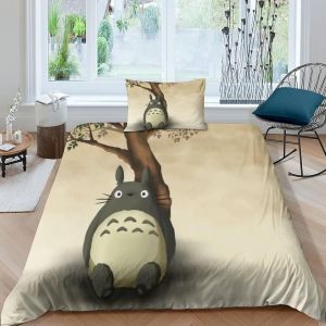 Totoro Housse De Couette D Imprim&iquest;&iquest; Pi&iquest;&iquest;Ces Parure De Lit En Microfibre Avec Fermeture &iquest;&iquest;Clair Et Taies D'oreil Housses De Couettes Ado Enfants S - Neuf