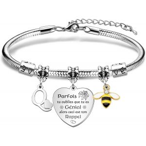Eryi-Bracelet Lettre Initiale A-Z,Bracelets Pour Amitié,Cadeau Femme Bracelets,Charm Coeur Lettre A-Z Acier Inoxydable,Cadeaux D'anniversaire Pour Femmes Fille Nièce S?ur Amie Filles Maman Tante - Neuf