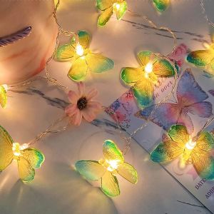 Kal-Guirlande Lumineuse Papillon À Led 20 Led - Avec Fil De Cuivre - Fonctionne Avec Piles - Décoration D'ambiance Pour La Maison, Mariage, Anniversaire, Saint-Valentin Et Saison - Vert - Neuf